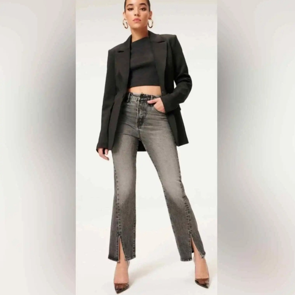 Good American Straight Twist Slit Back Jeans | Black